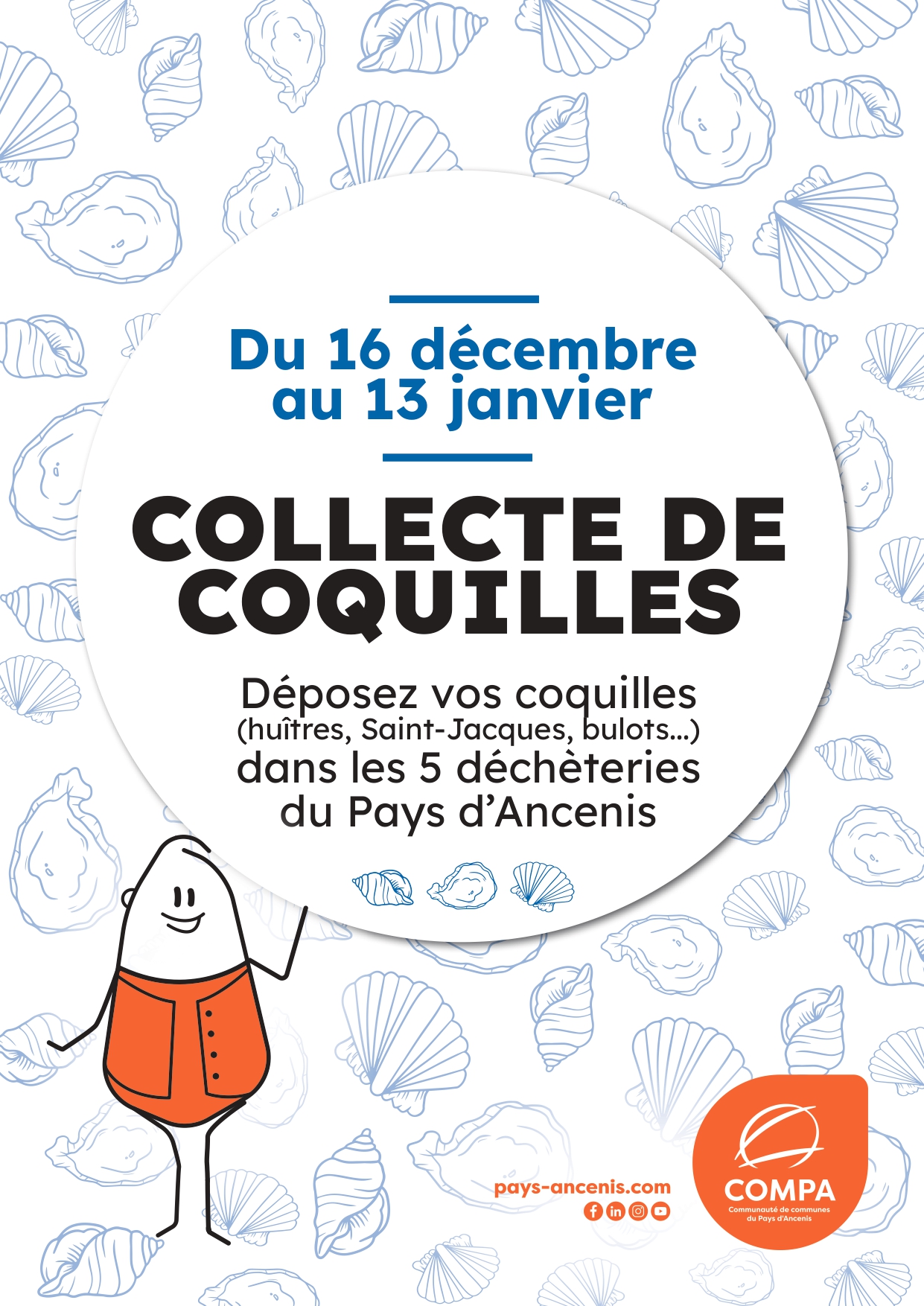 Pendant les fêtes, déposez vos coquilles en déchèteries !