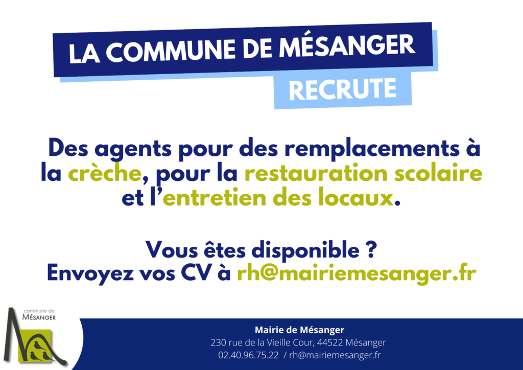 Recrutements pour des remplacements, Mairie de Mésanger